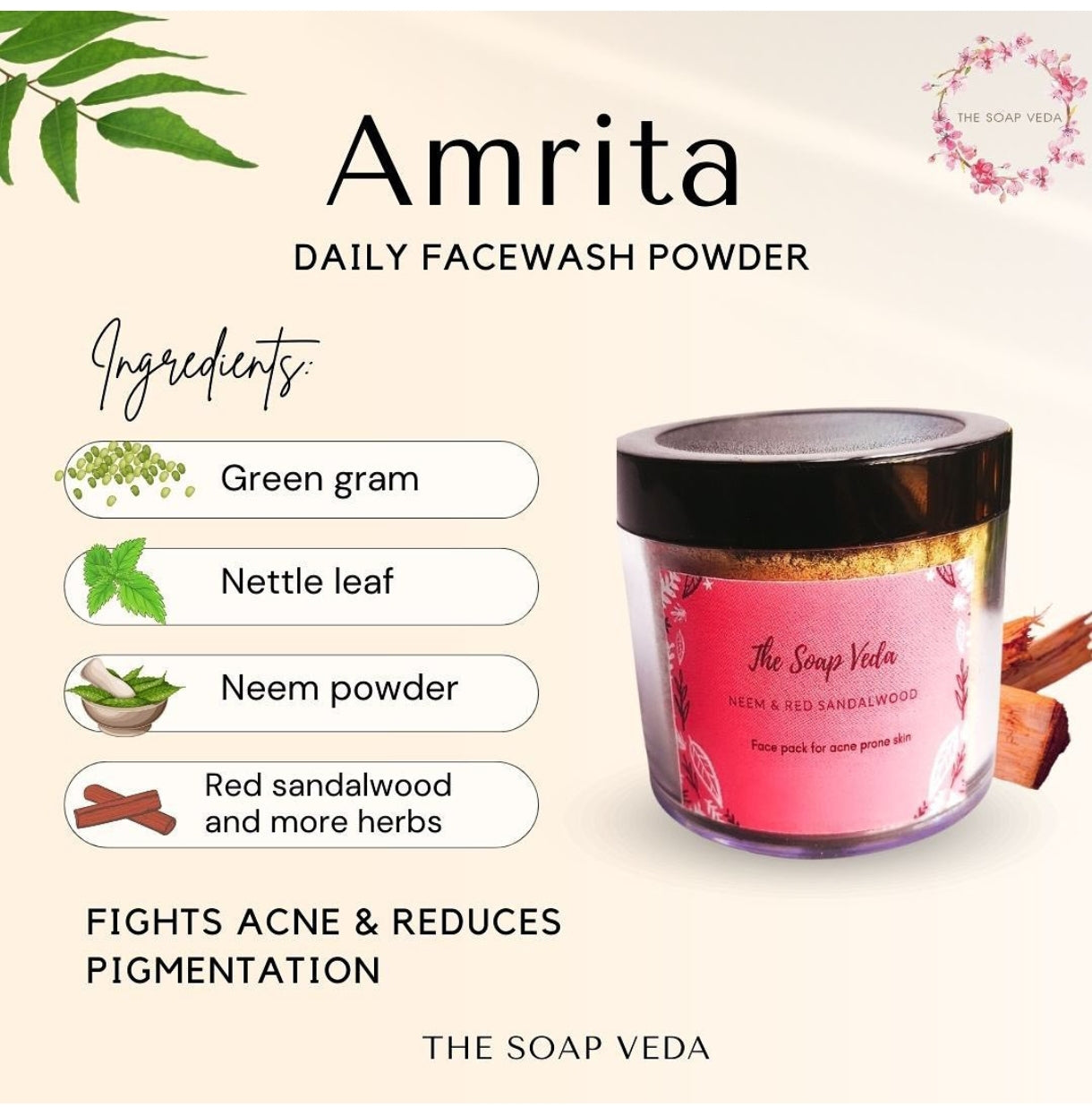 Red sandalwood Facewash Powder - For Acne Free Skin