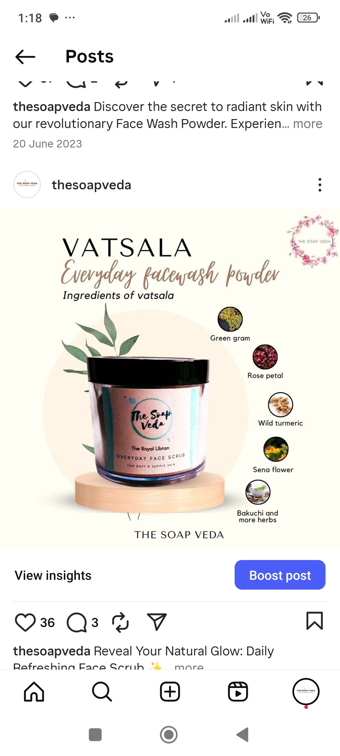 Vatsala - Everyday facewash powder - for glowing skin