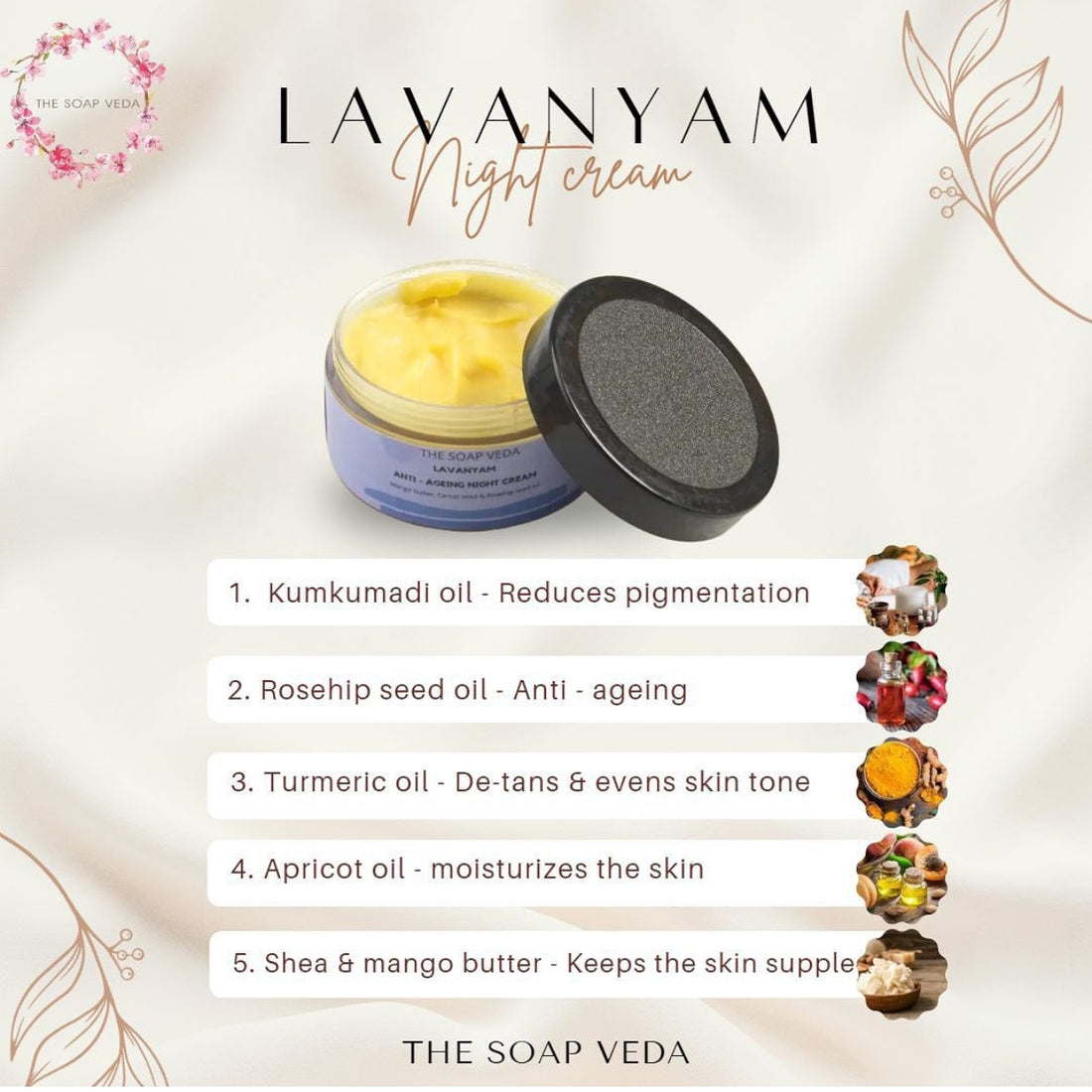 Lavanyam night cream - For wrinkle-free soft skin